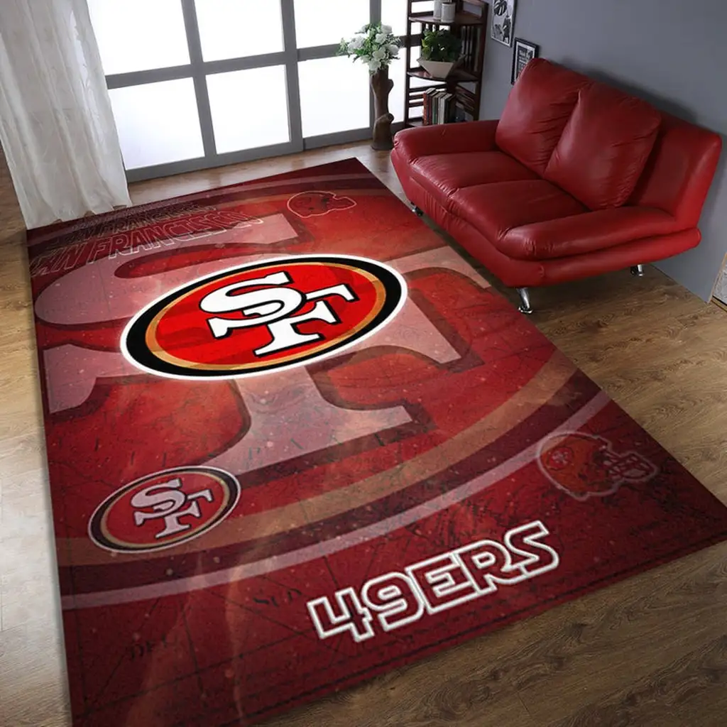 San Francisco 49ers Rug - Team Logo Area for Fans Red and White