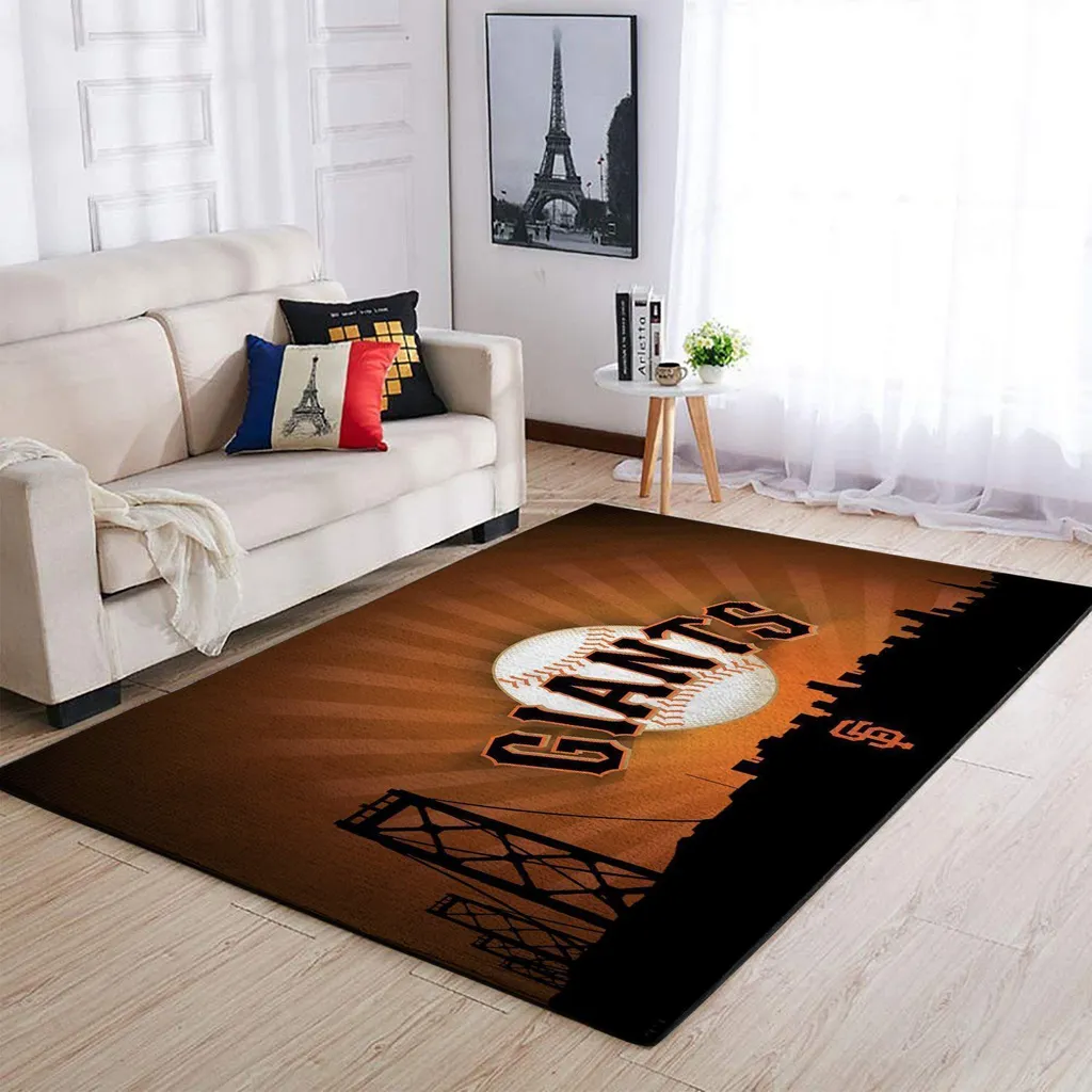 San Francisco Giants Rug - Baseball Team Fan Design Black and Yellow