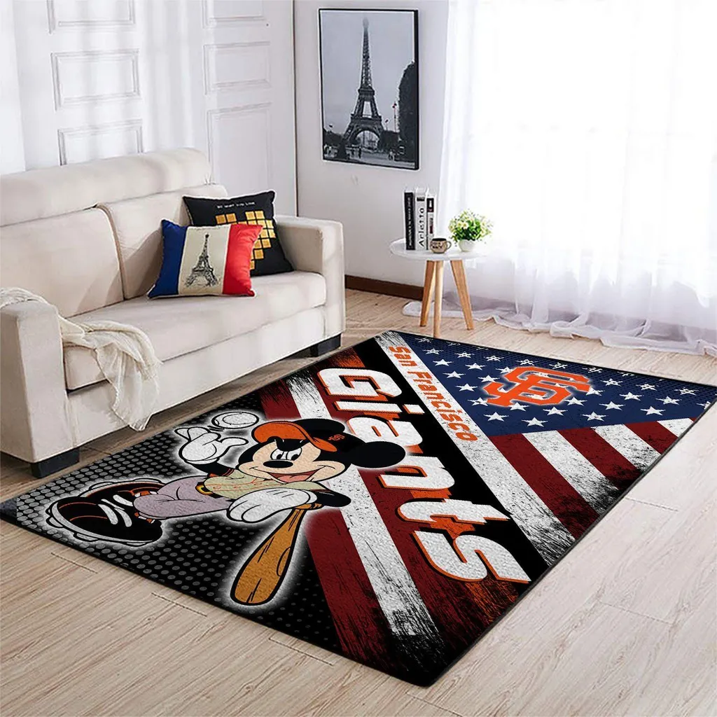 San Francisco Giants Rug - Baseball Team Spirit Decor Black and White