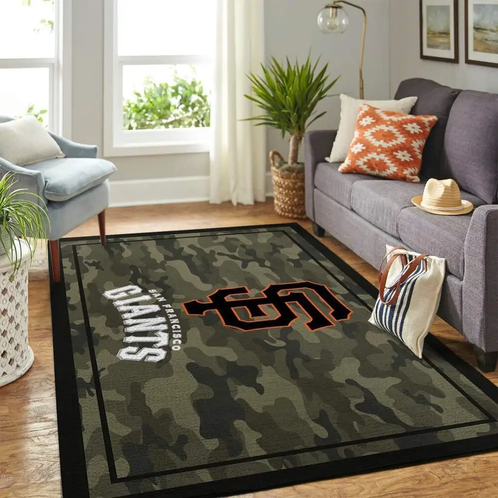 San Francisco Giants Rug - Camo Design for Living Room Black and Green
