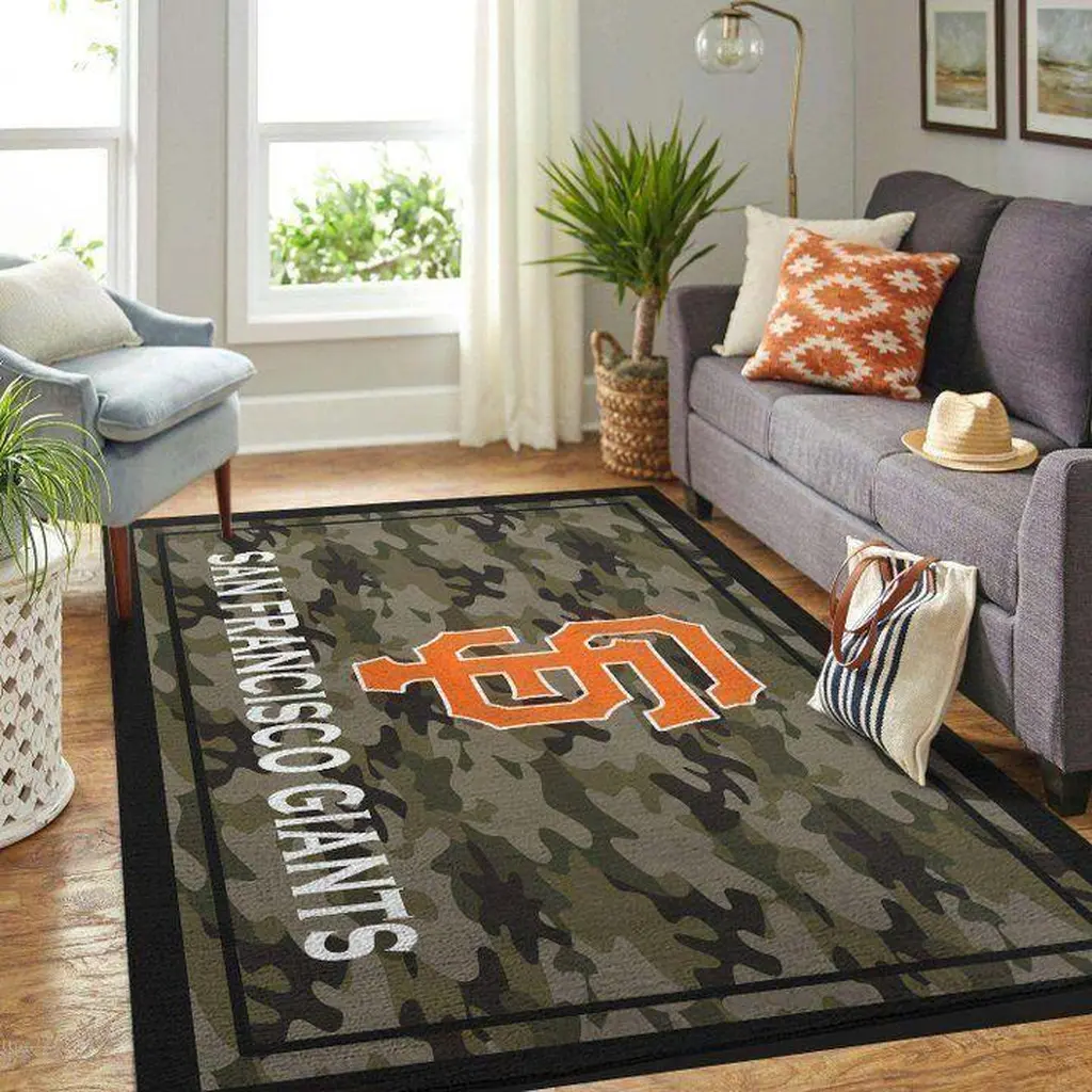 San Francisco Giants Rug - Camo for Living Room Decor Black and Yellow