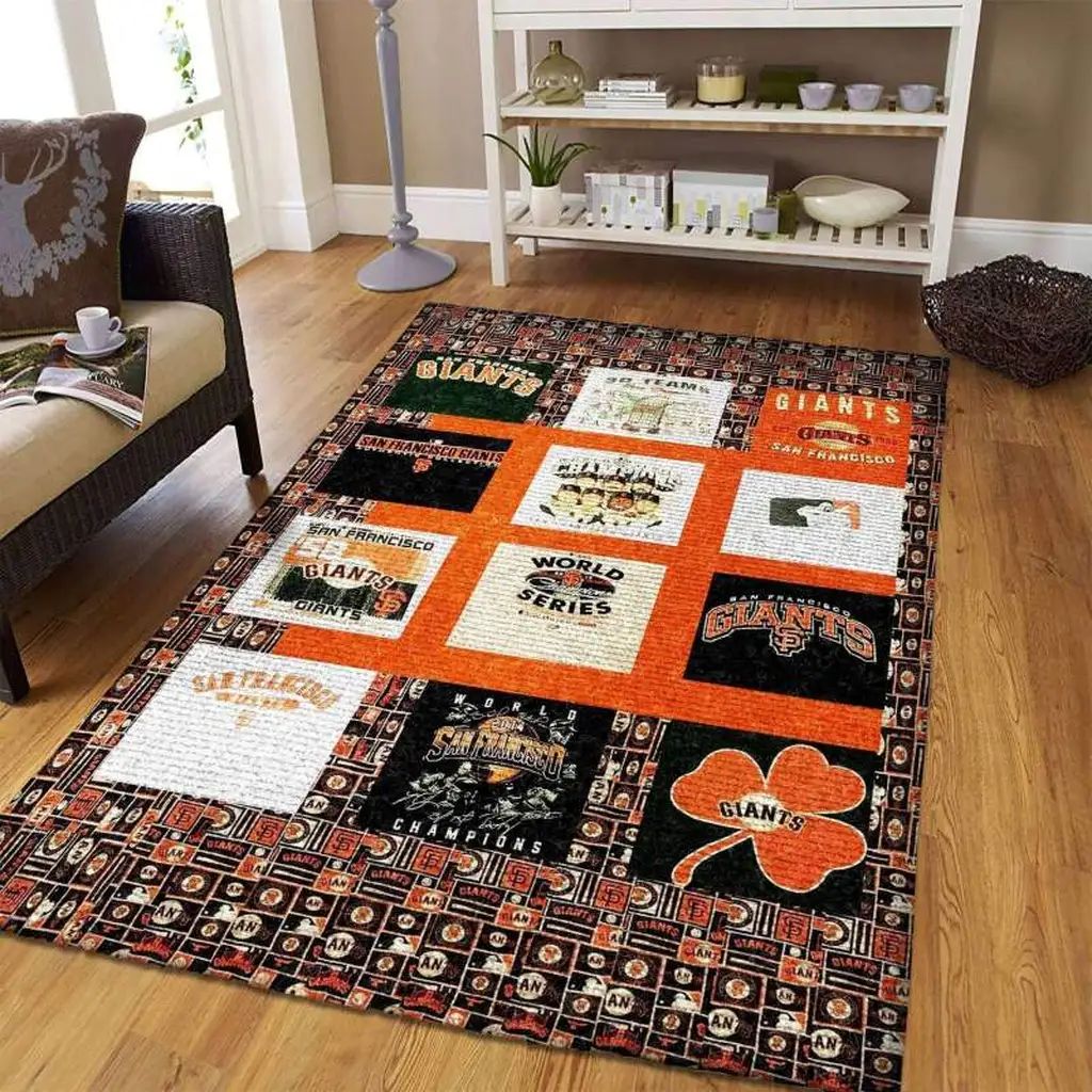 San Francisco Giants Rug - Vintage Style Area for Home Black and Yellow