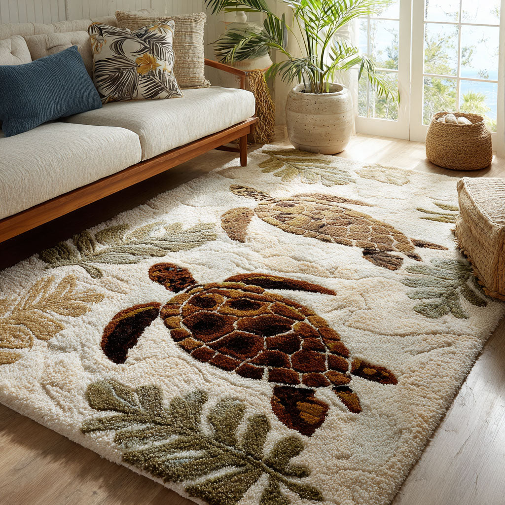 Sandbar Shell Area Rug - Non-Slip Washable 3D Print Rug for Living Room & BedroomTVC2108272