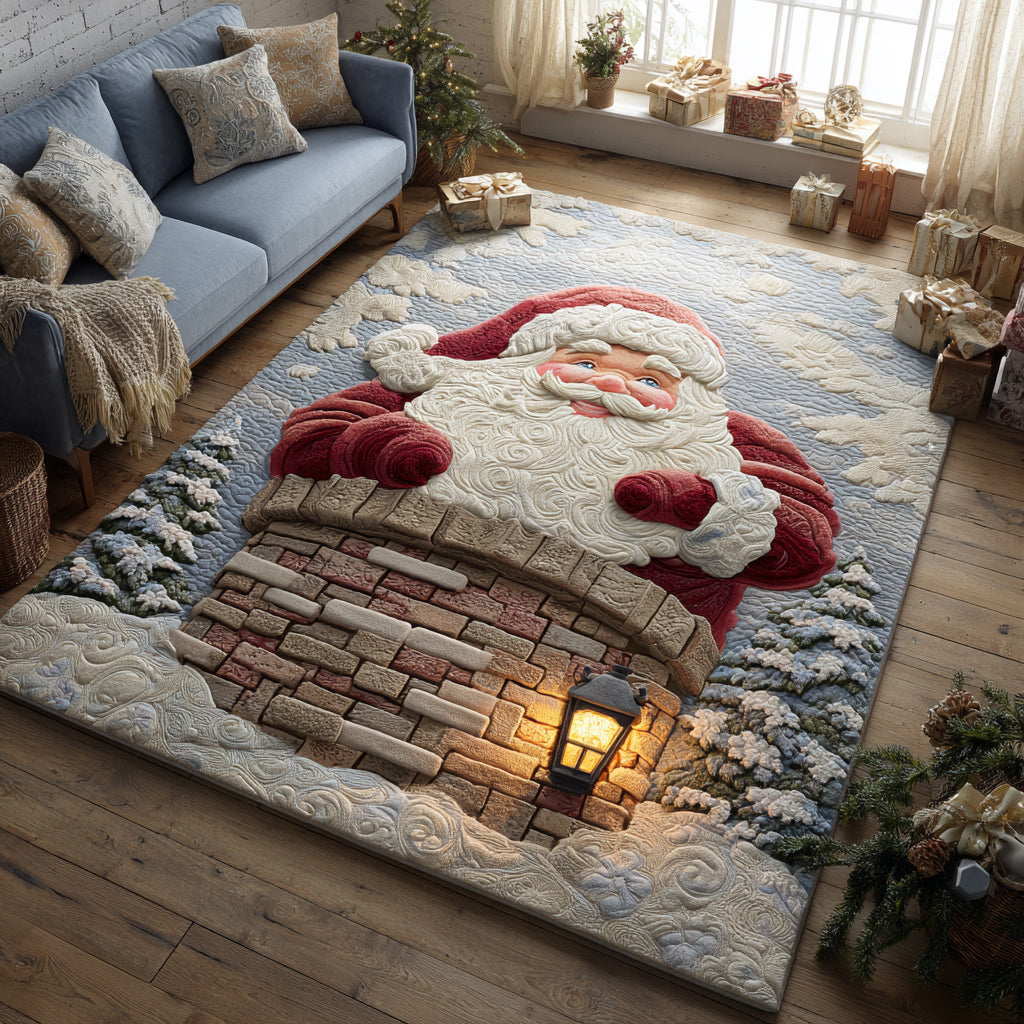 Santa Chimney Christmas Area Rug - Non-Slip Washable 3D Print Rug for Living Room & BedroomTVC2108212