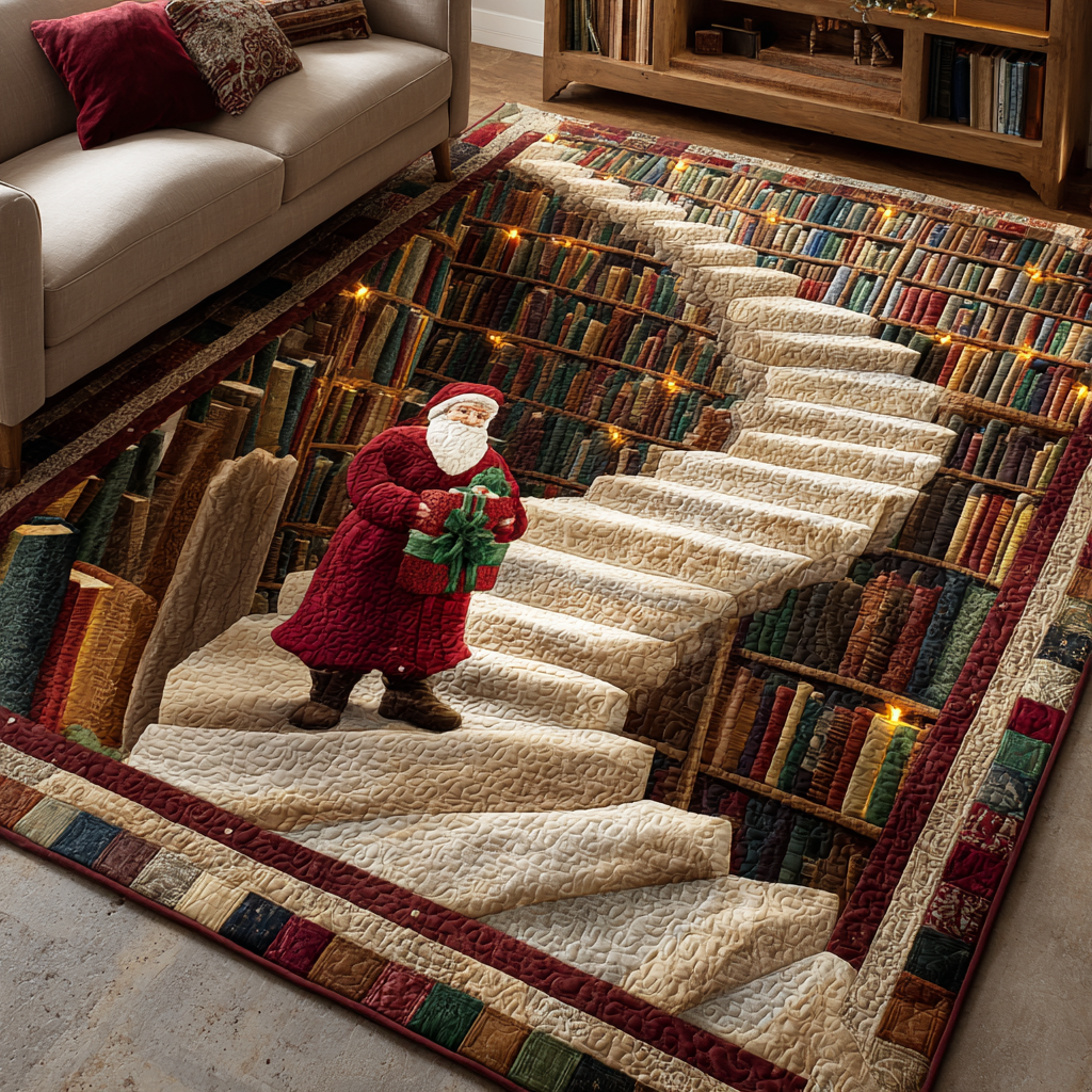 Santa Delight Christmas Area Rug - Non-Slip Washable 3D Print Rug for Living Room & BedroomTVC2108272