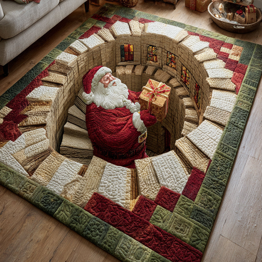 Santa Descent Christmas Area Rug - Non-Slip Washable 3D Print Rug for Living Room & BedroomTVC2108252