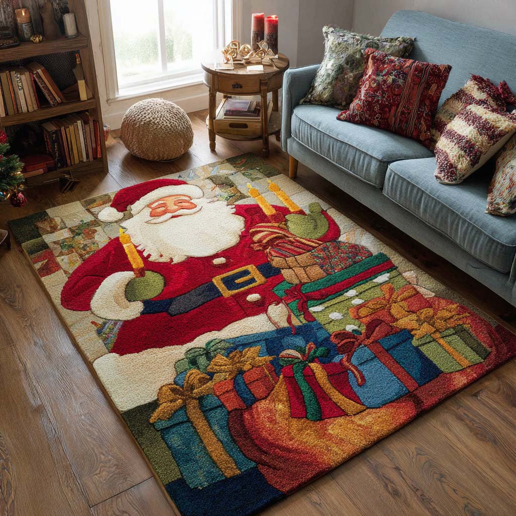 Santa Gifts Christmas Area Rug - Non-Slip Washable 3D Print Rug for Living Room & BedroomTVC2108272
