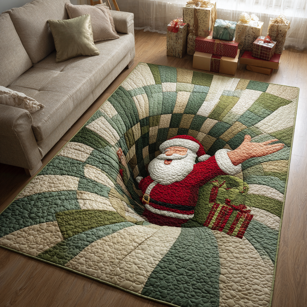 Santa Glow Christmas Area Rug - Non-Slip Washable 3D Print Rug for Living Room & BedroomTVC2108212