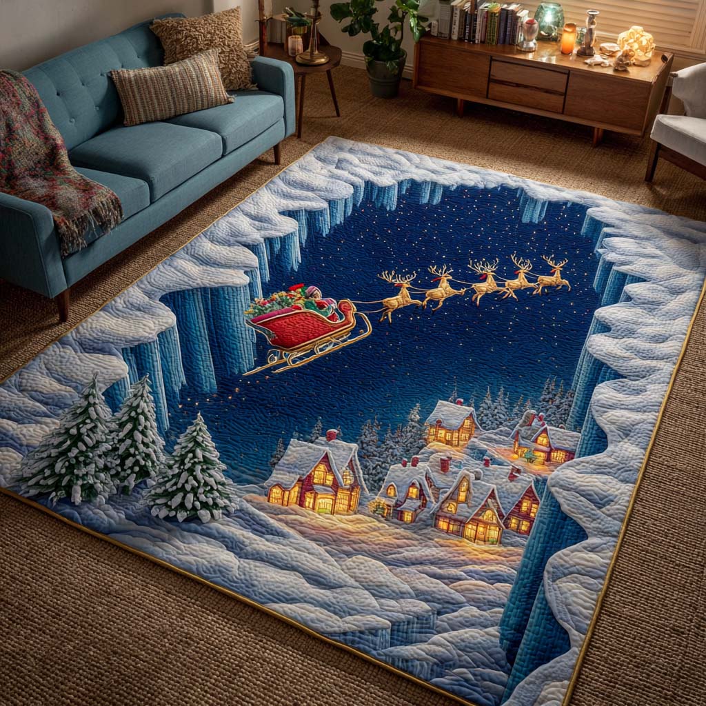 Santa Journey Christmas Area Rug - Non-Slip Washable 3D Print Rug for Living Room & BedroomTVC2108212