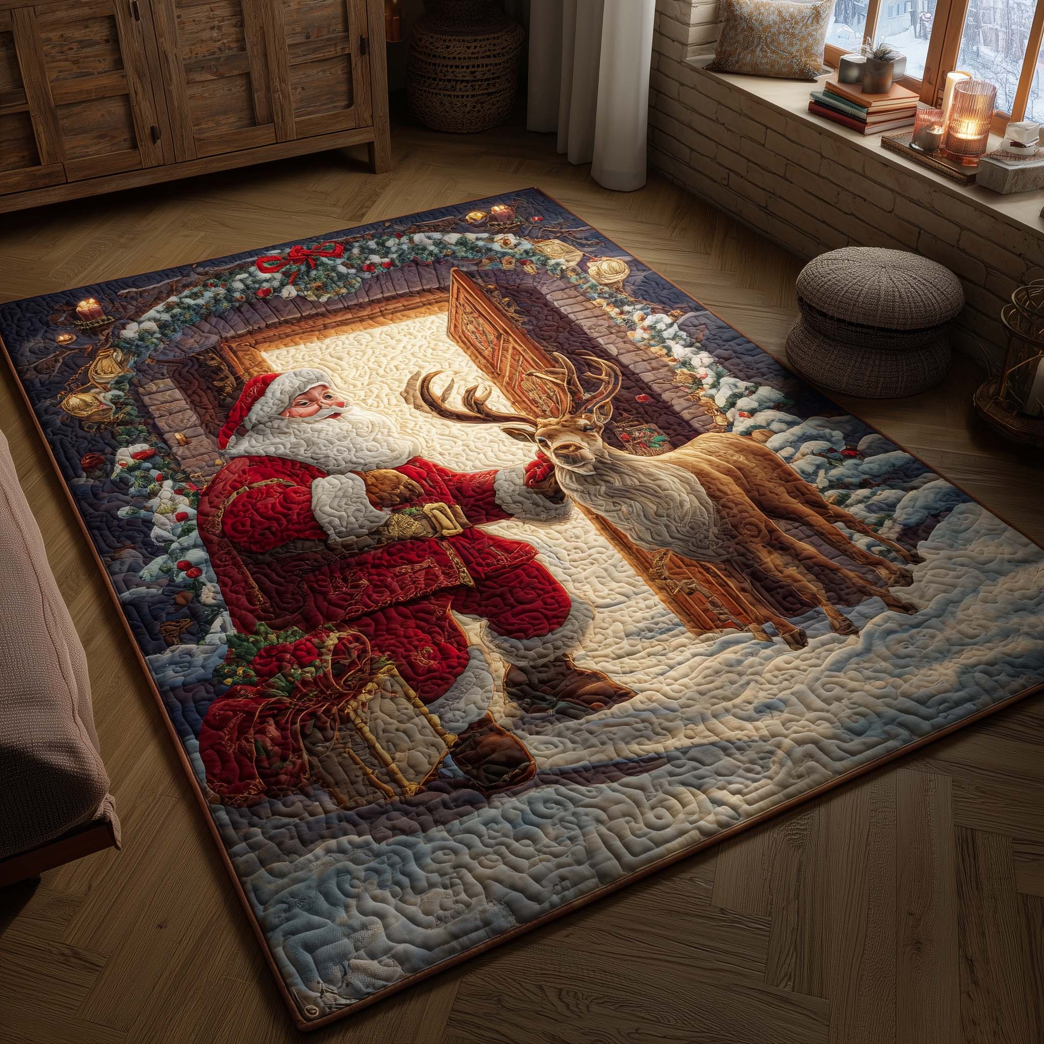 Santa Journey Christmas Area Rug - Non-Slip Washable 3D Print Rug for Living Room & BedroomTVC2108365