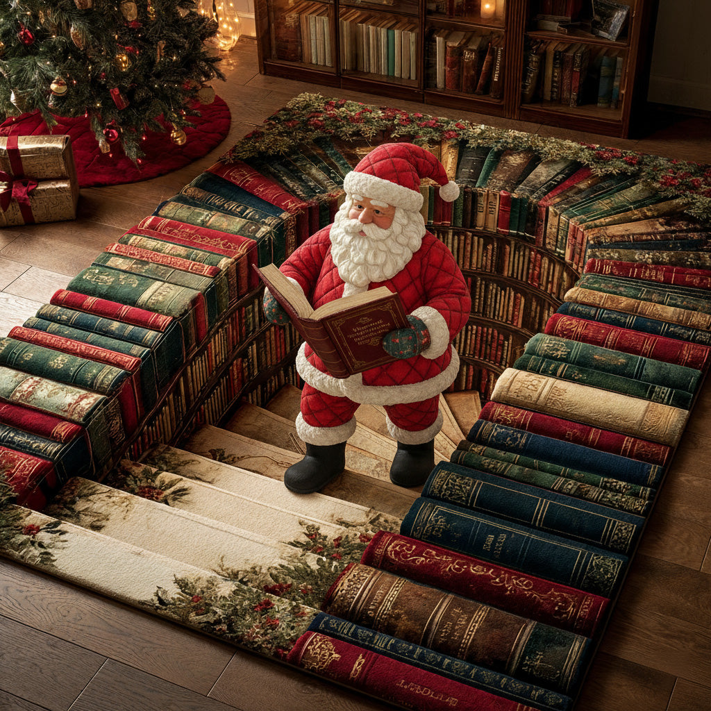 Santa Library Christmas Area Rug - Non-Slip Washable 3D Print Rug for Living Room & BedroomTVC2108212