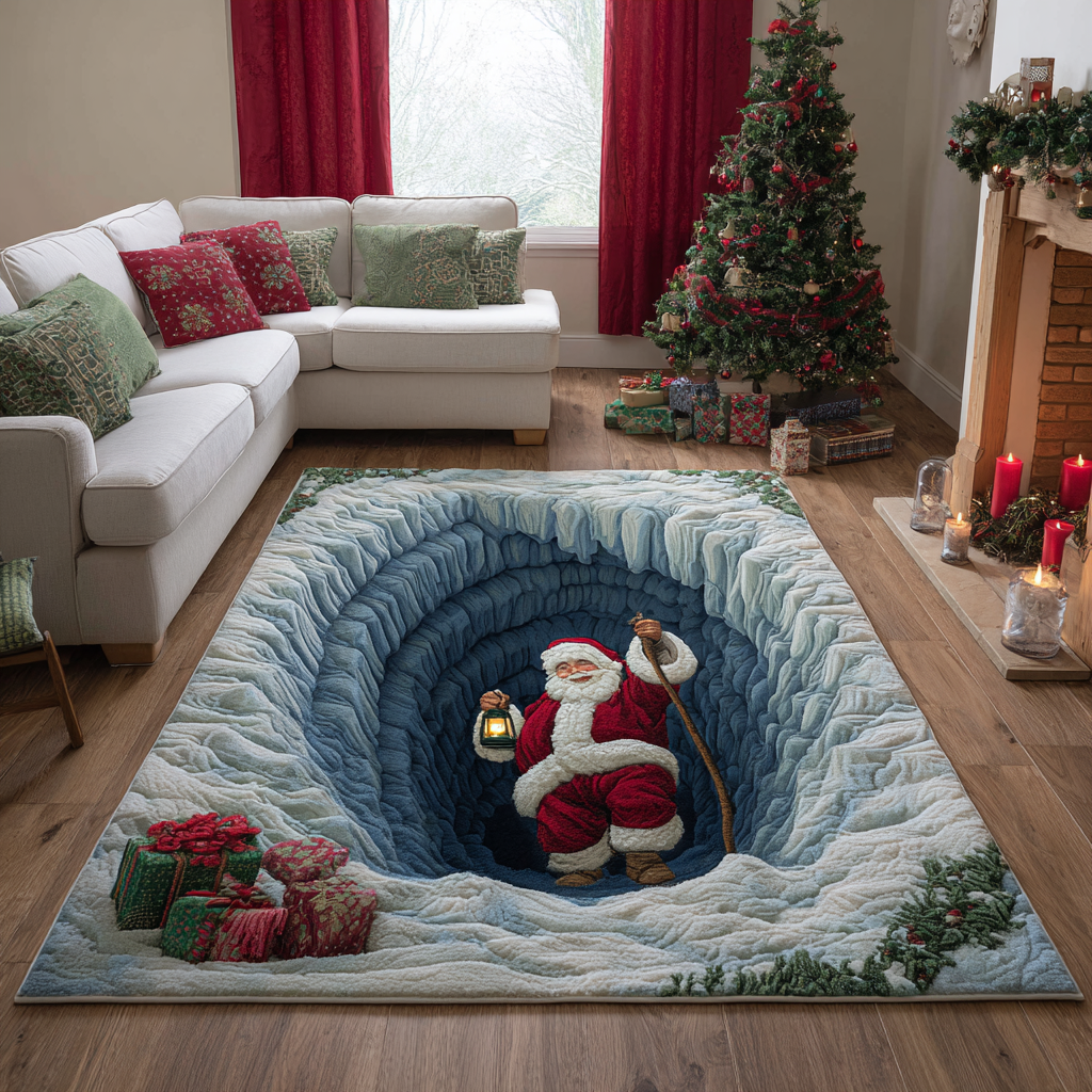 Santa Magic Christmas Area Rug - Non-Slip Washable 3D Print Rug for Living Room & BedroomTVC2108271