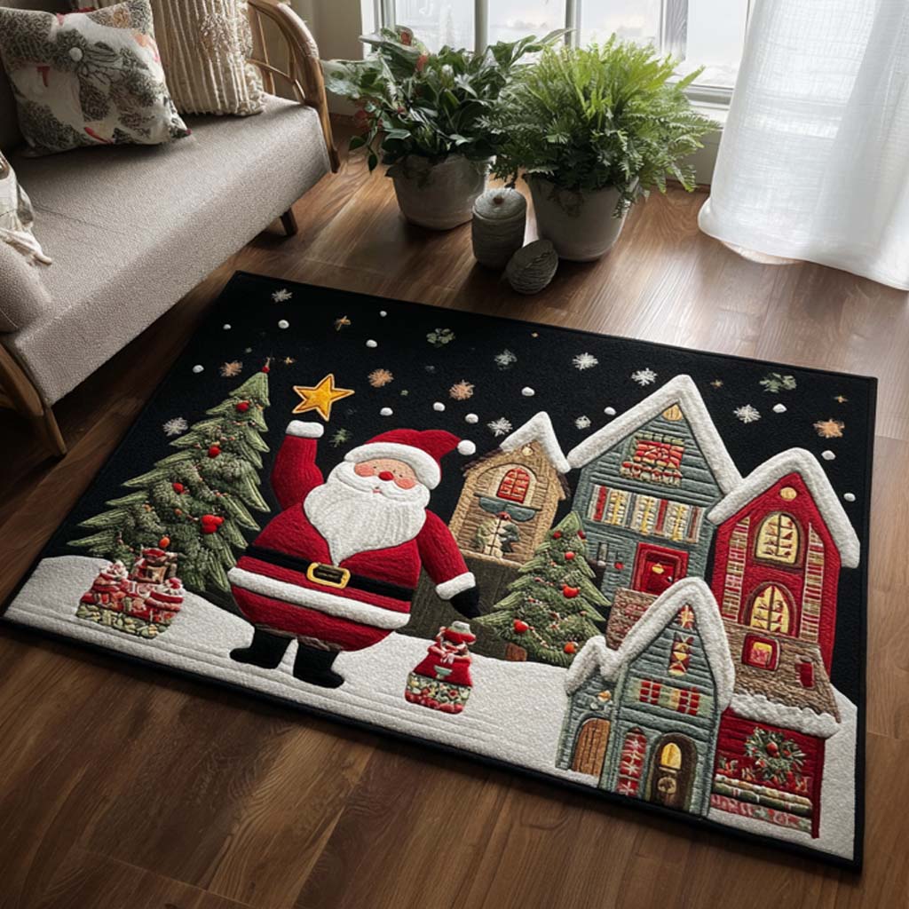 Santa Night Christmas Area Rug - Non-Slip Washable 3D Print Rug for Living Room & BedroomTVC2108271