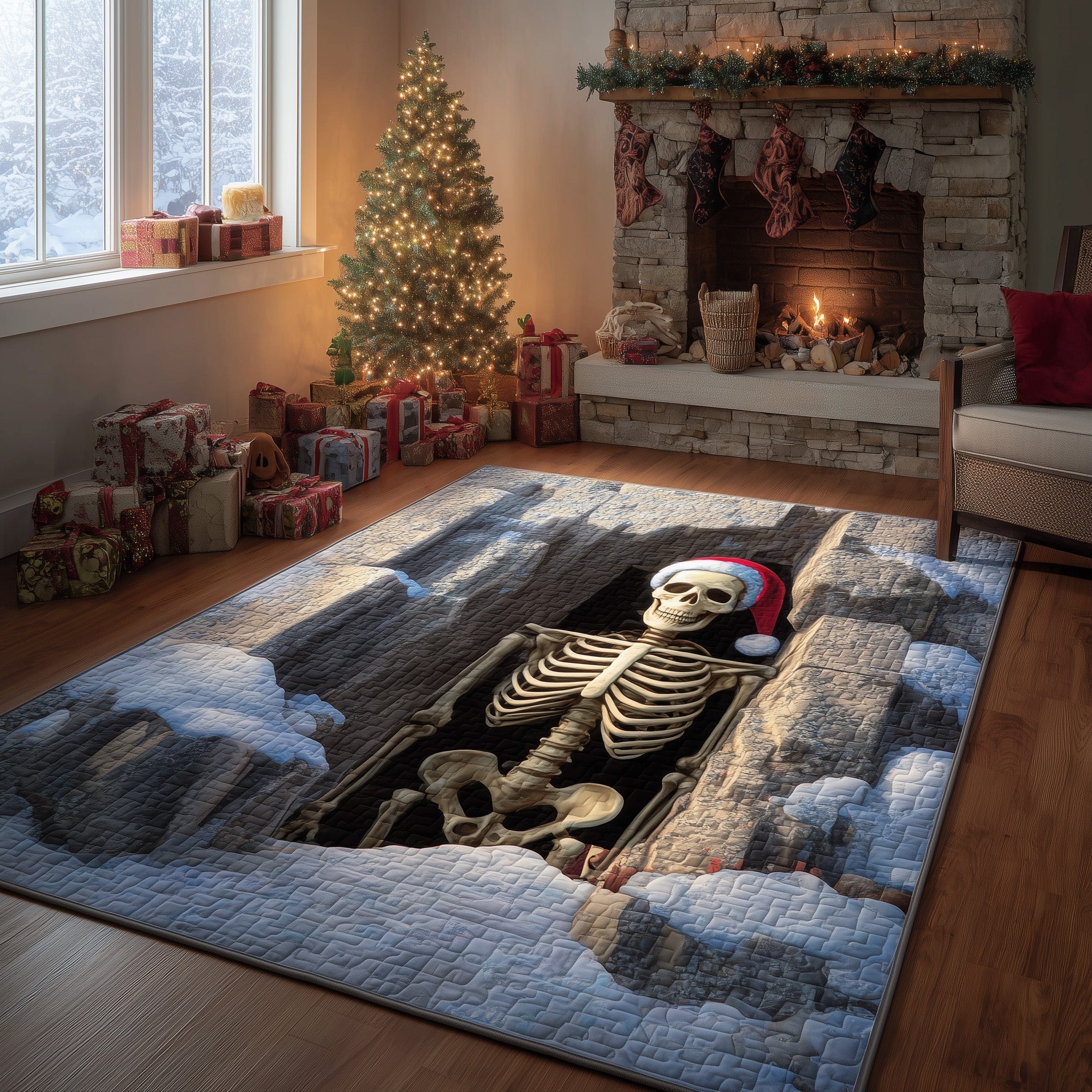 Santa Secret Tomb Christmas Area Rug - Non-Slip Washable 3D Print Rug for Living Room & BedroomTVC2108221
