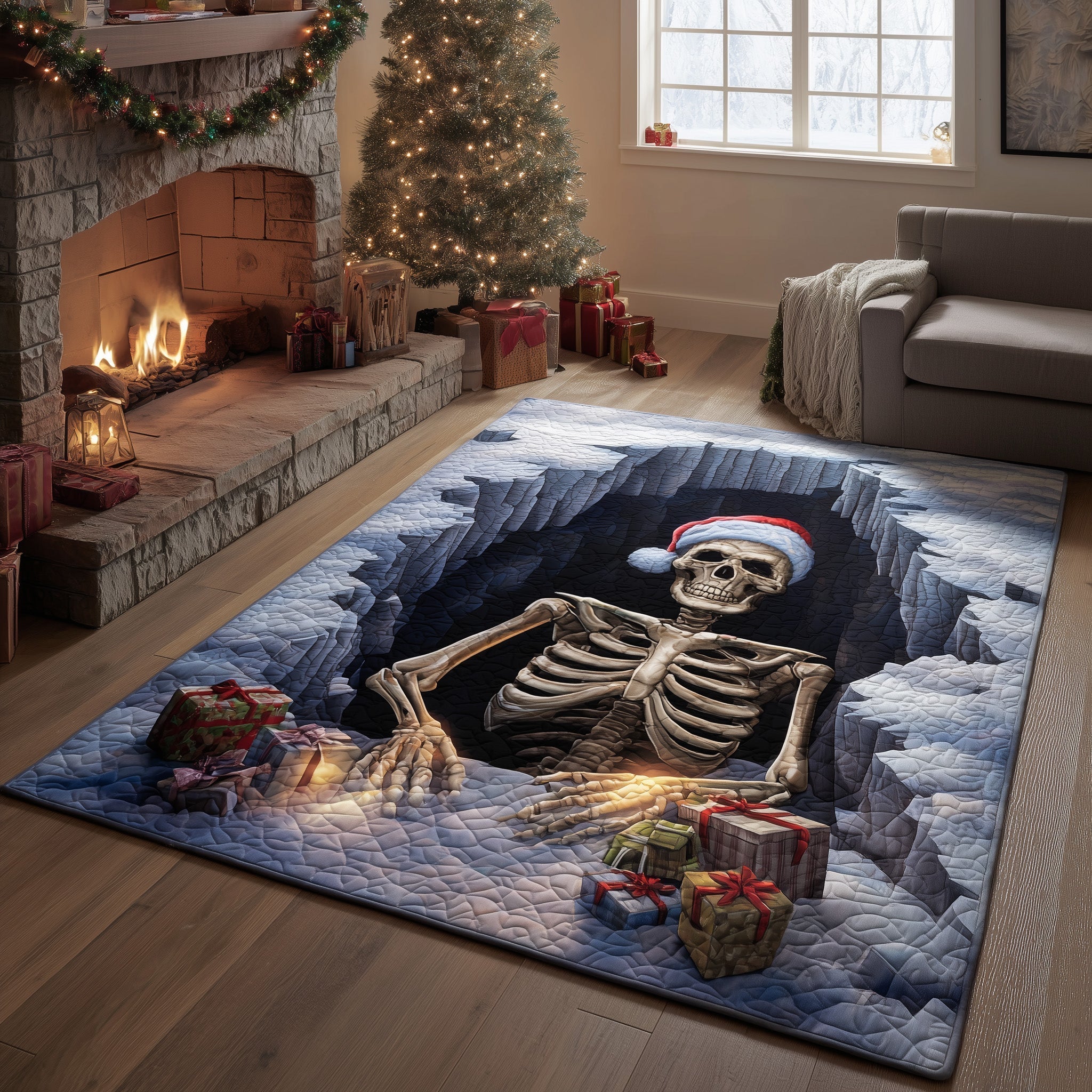Santa Secret Tomb Christmas Area Rug - Non-Slip Washable 3D Print Rug for Living Room & BedroomTVC2108365
