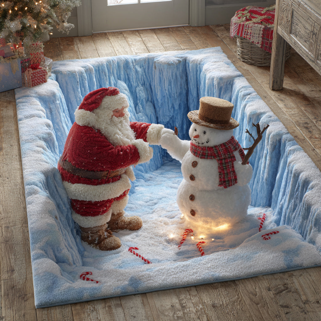 Santa Snowman Christmas Area Rug - Non-Slip Washable 3D Print Rug for Living Room & BedroomTVC2108272