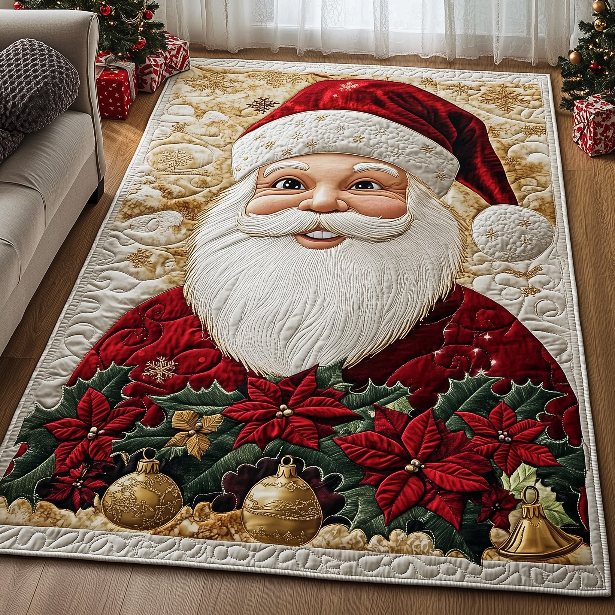 Santa Workshop Christmas Area Rug - Non-Slip Washable 3D Print Rug for Living Room & BedroomTVC2108365