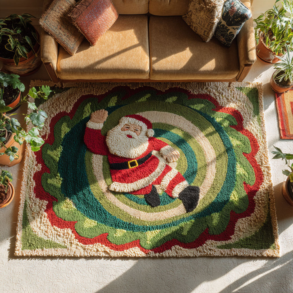 Santas Whirl Christmas Area Rug - Non-Slip Washable 3D Print Rug for Living Room & BedroomTVC2108271