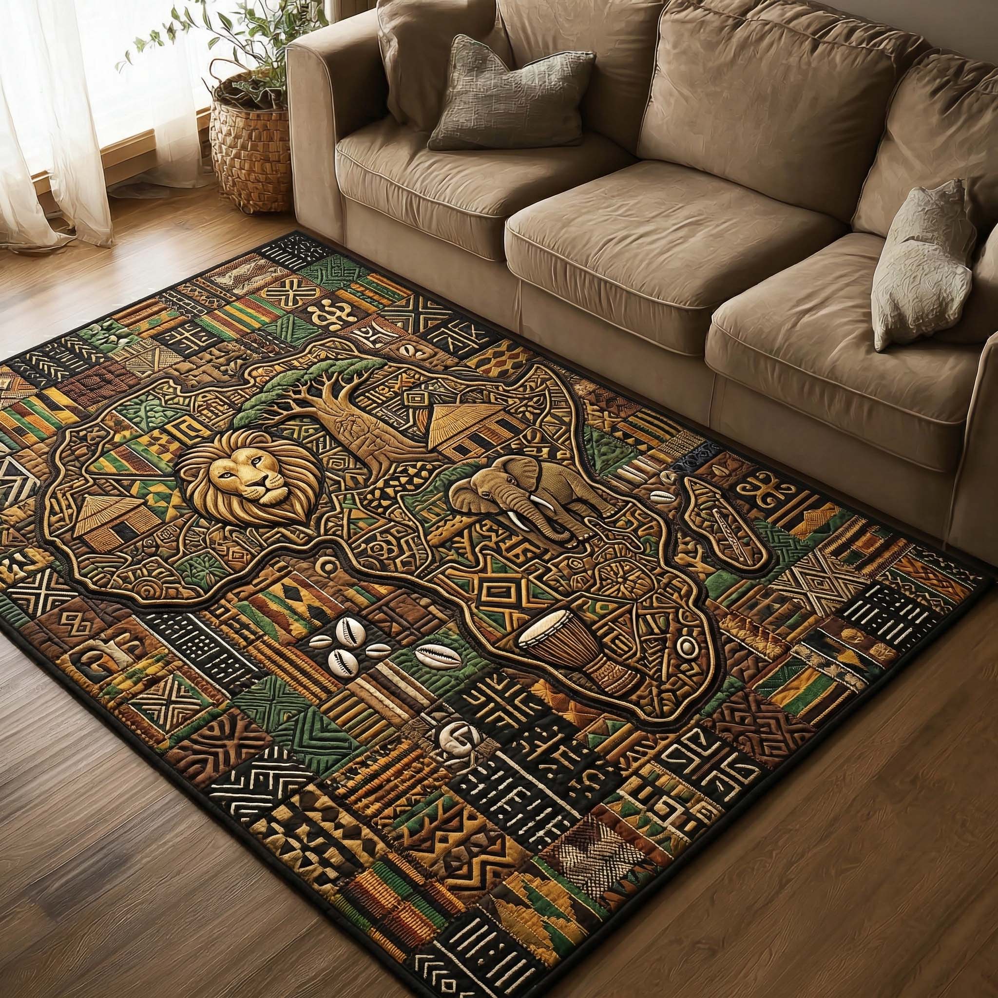 Savanna Heritage Map Area Rug - Non-Slip Washable 3D Print Rug for Living Room & BedroomTVC2108395