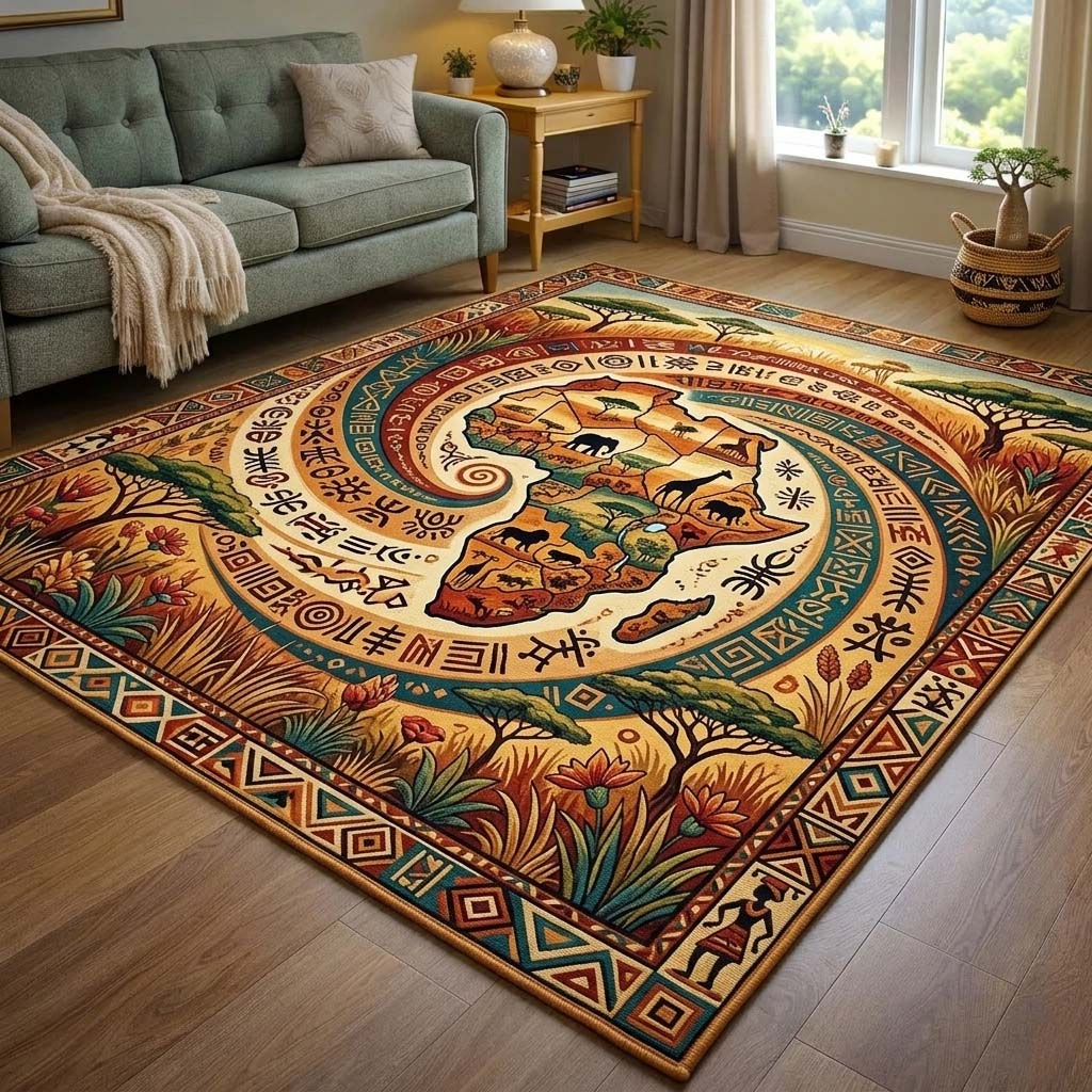 Savanna Spiral Area Rug - Non-Slip Washable 3D Print Rug for Living Room & BedroomTVC2108395