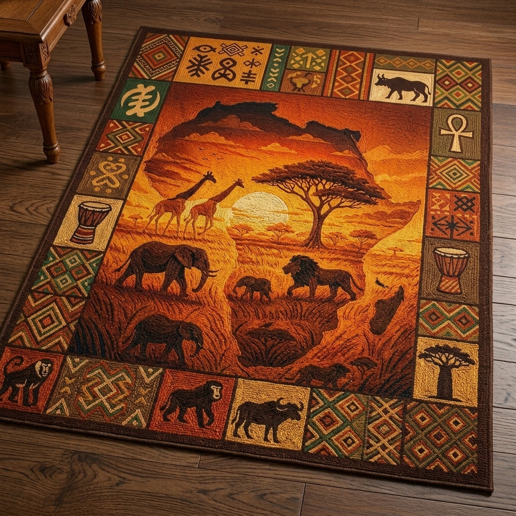 Savanna Sunset Area Rug - Non-Slip Washable 3D Print Rug for Living Room & BedroomTVC2108271