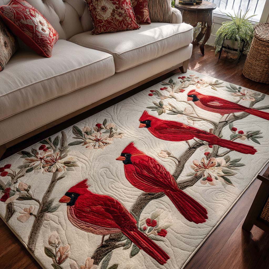 Scarlet Cardinal Area Rug - Non-Slip Washable 3D Print Rug for Living Room & BedroomTVC2108271