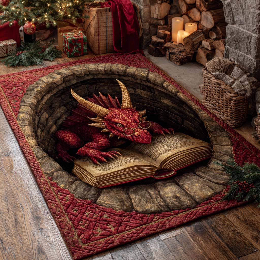 Scarlet Dragon Wisdom Area Rug - Non-Slip Washable 3D Print Rug for Living Room & BedroomTVC2108271