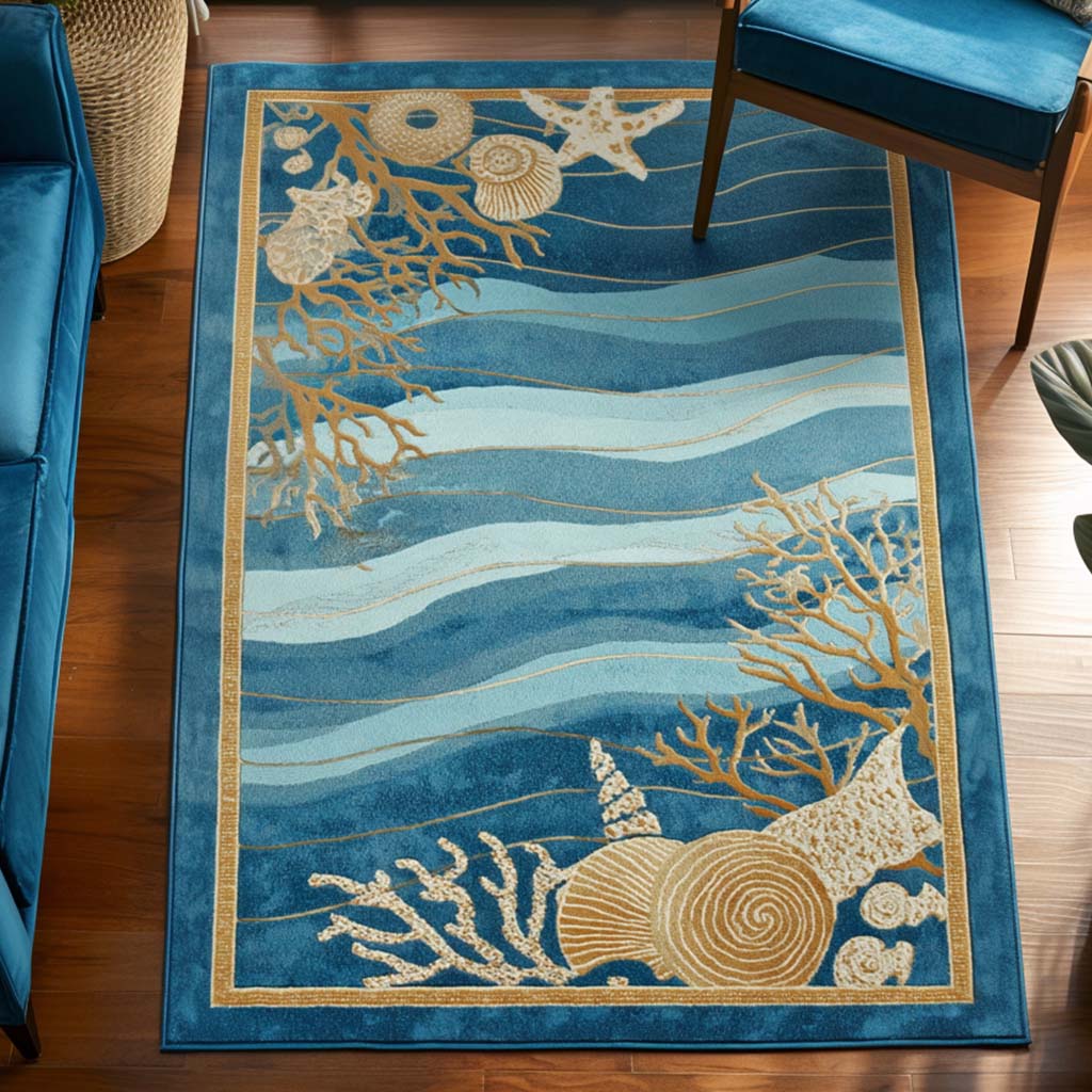 Sea Treasures Area Rug - Non-Slip Washable 3D Print Rug for Living Room & BedroomTVC2108271