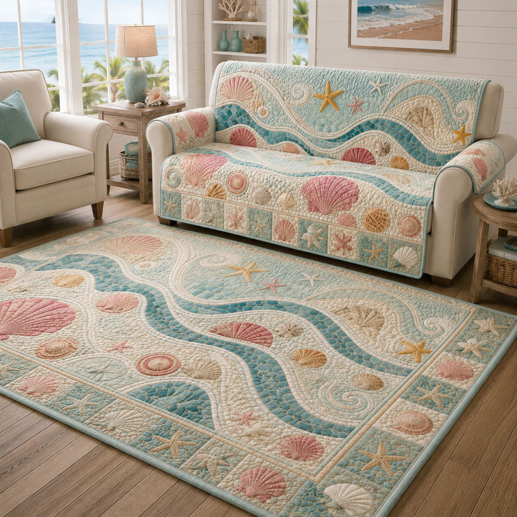 Seashell Cottage Area Rug - Non-Slip Washable 3D Print Rug for Living Room & BedroomTVC2108271