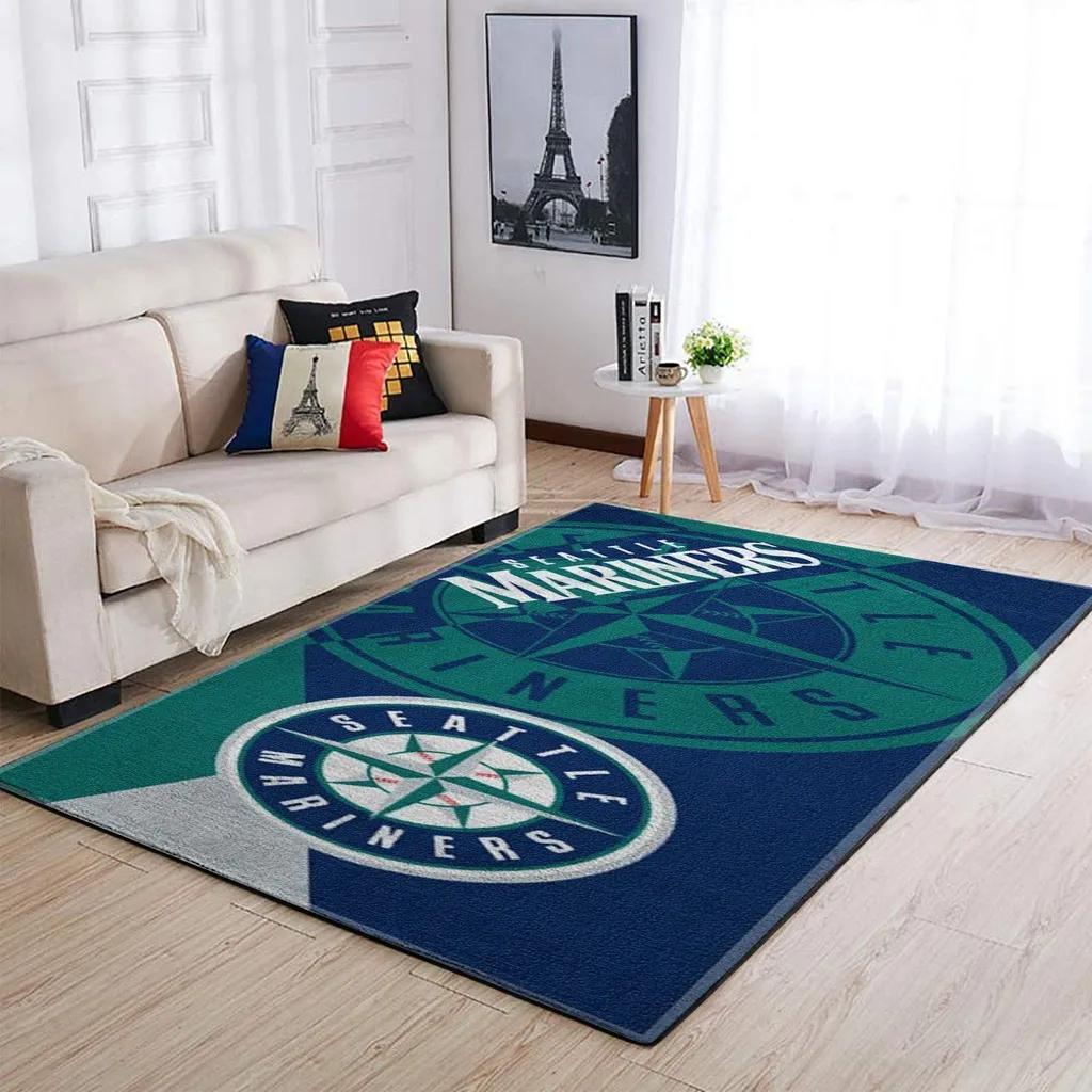 Seattle Mariners Rug - for Living Room Decor Yellow and Navy Blue