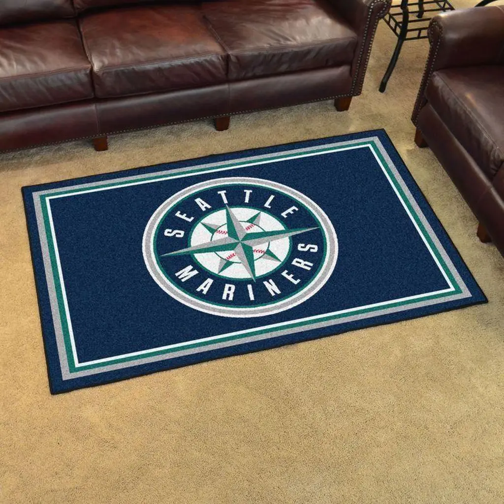 Seattle Mariners Rug - Perfect for Living Room Decor Blue and Yellow