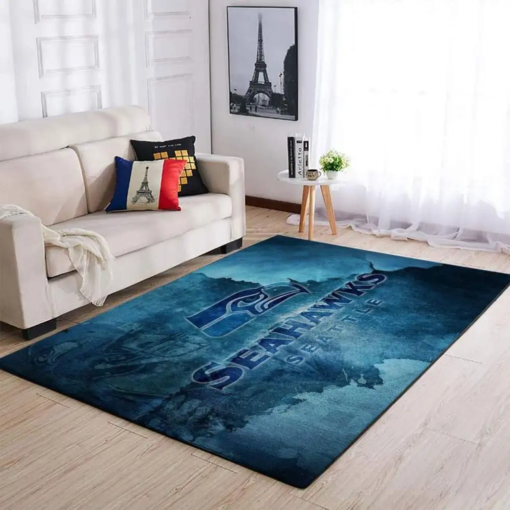 Seattle Seahawks Rug - Area for Living Room Carpet Dark Blue and Dark Blue
