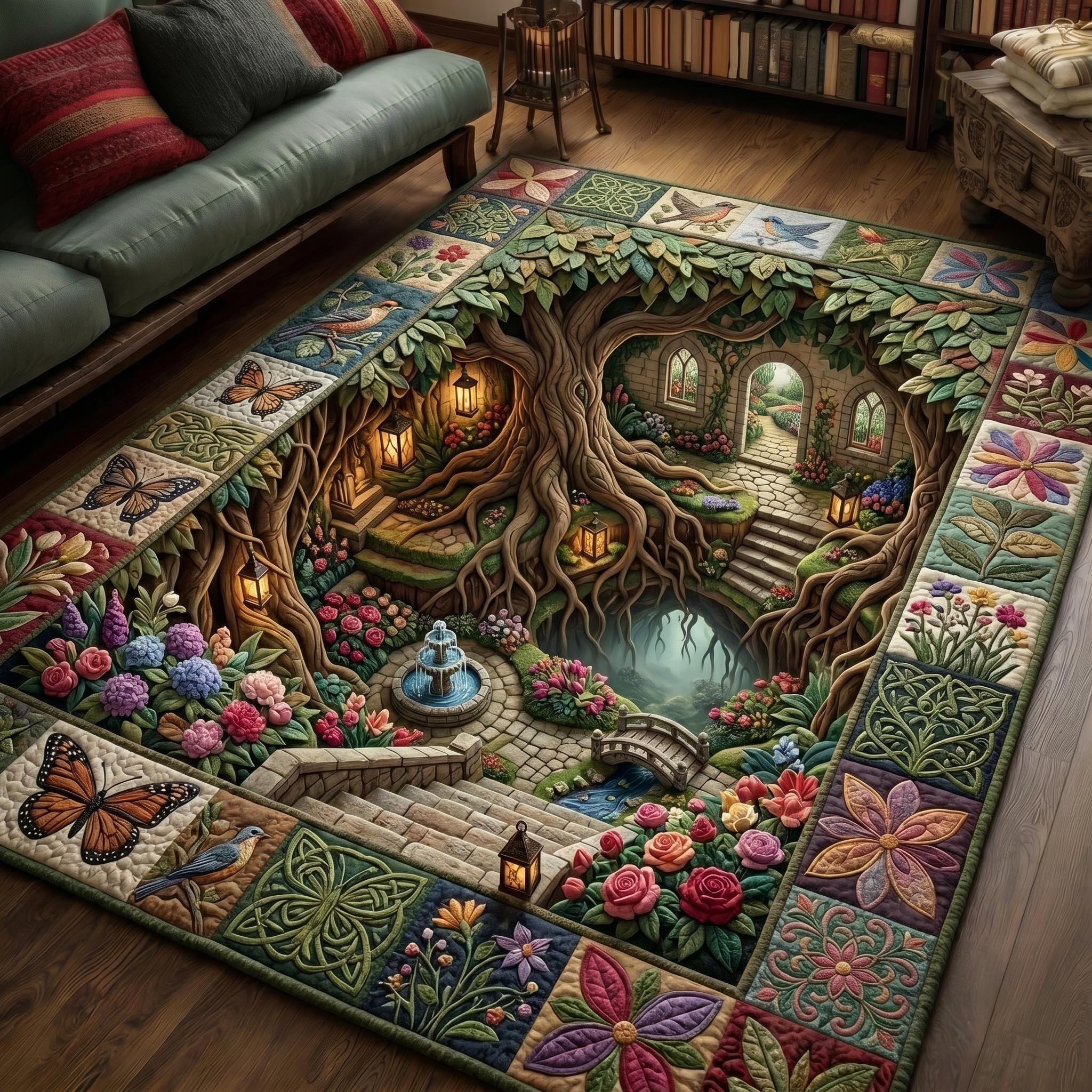 Secret Garden Area Rug - Non-Slip Washable 3D Print Rug for Living Room & BedroomTVC2108229