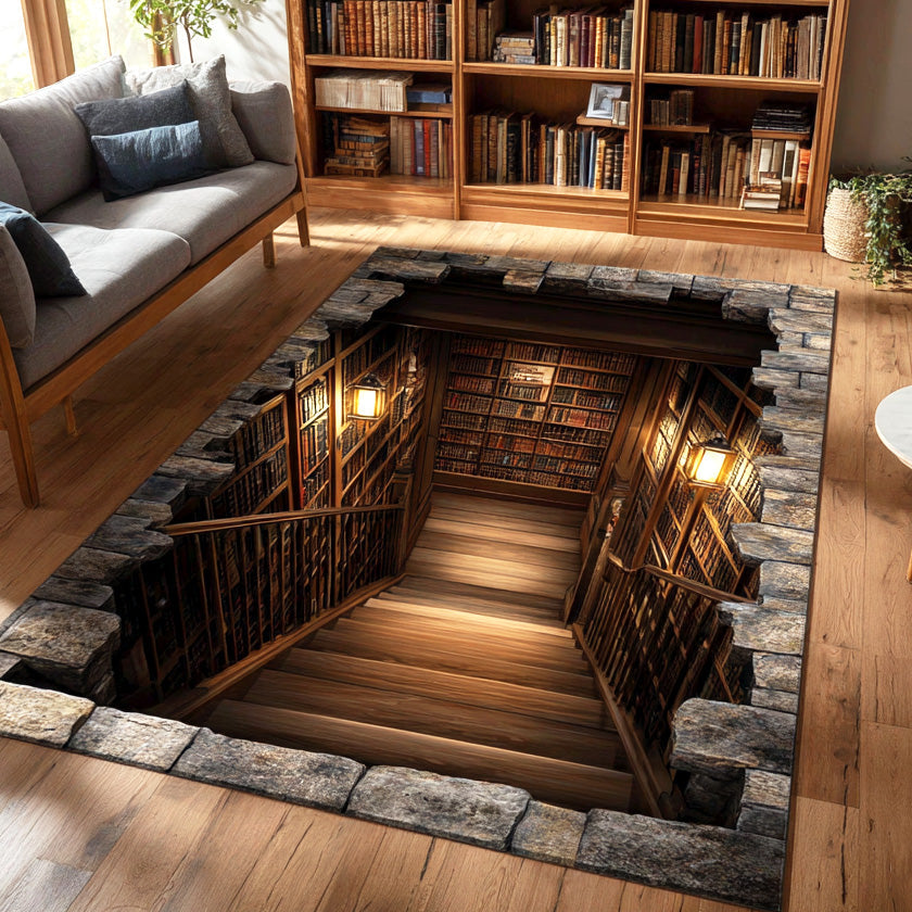 Secret Staircase Area Rug - Non-Slip Washable 3D Print Rug for Living Room & BedroomTVC2108252