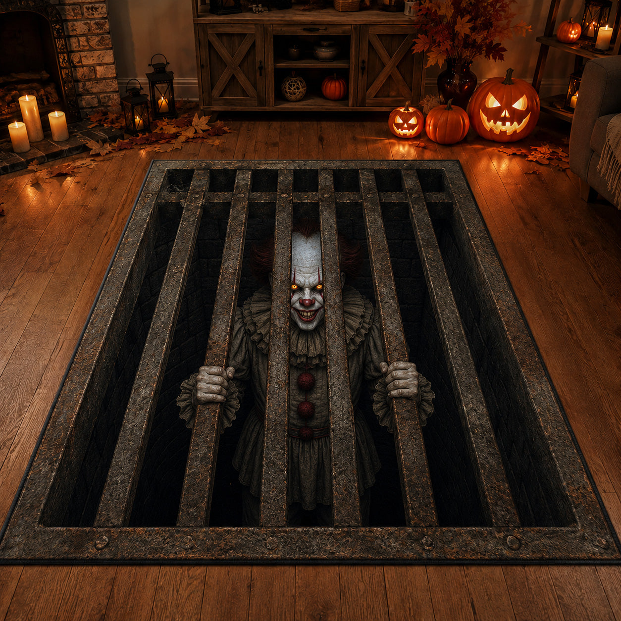 Sewer Clown Area Rug - Non-Slip Washable 3D Print Rug for Living Room & BedroomTVC2108270
