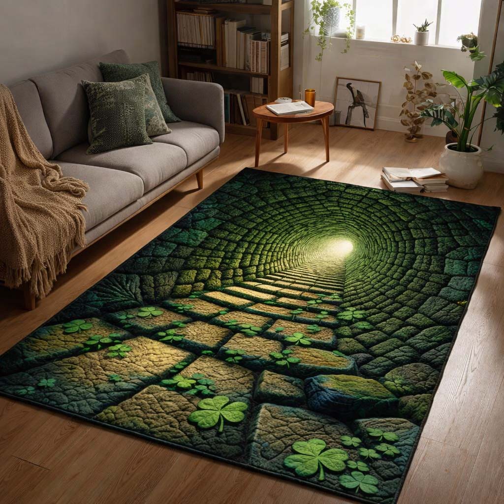 Shamrock Stone Tunnel Area Rug - Non-Slip Washable 3D Print Rug for Living Room & BedroomTVC2108395