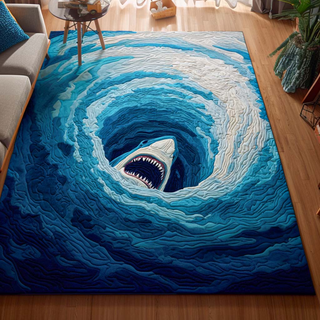 Shark Vortex Area Rug - Non-Slip Washable 3D Print Rug for Living Room & BedroomTVC2108270