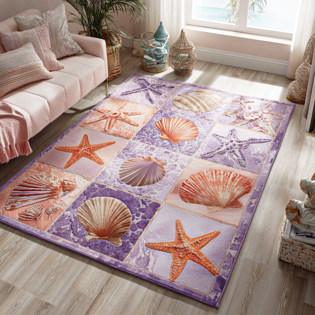 Shell Mosaic Area Rug - Non-Slip Washable 3D Print Rug for Living Room & BedroomTVC2108270