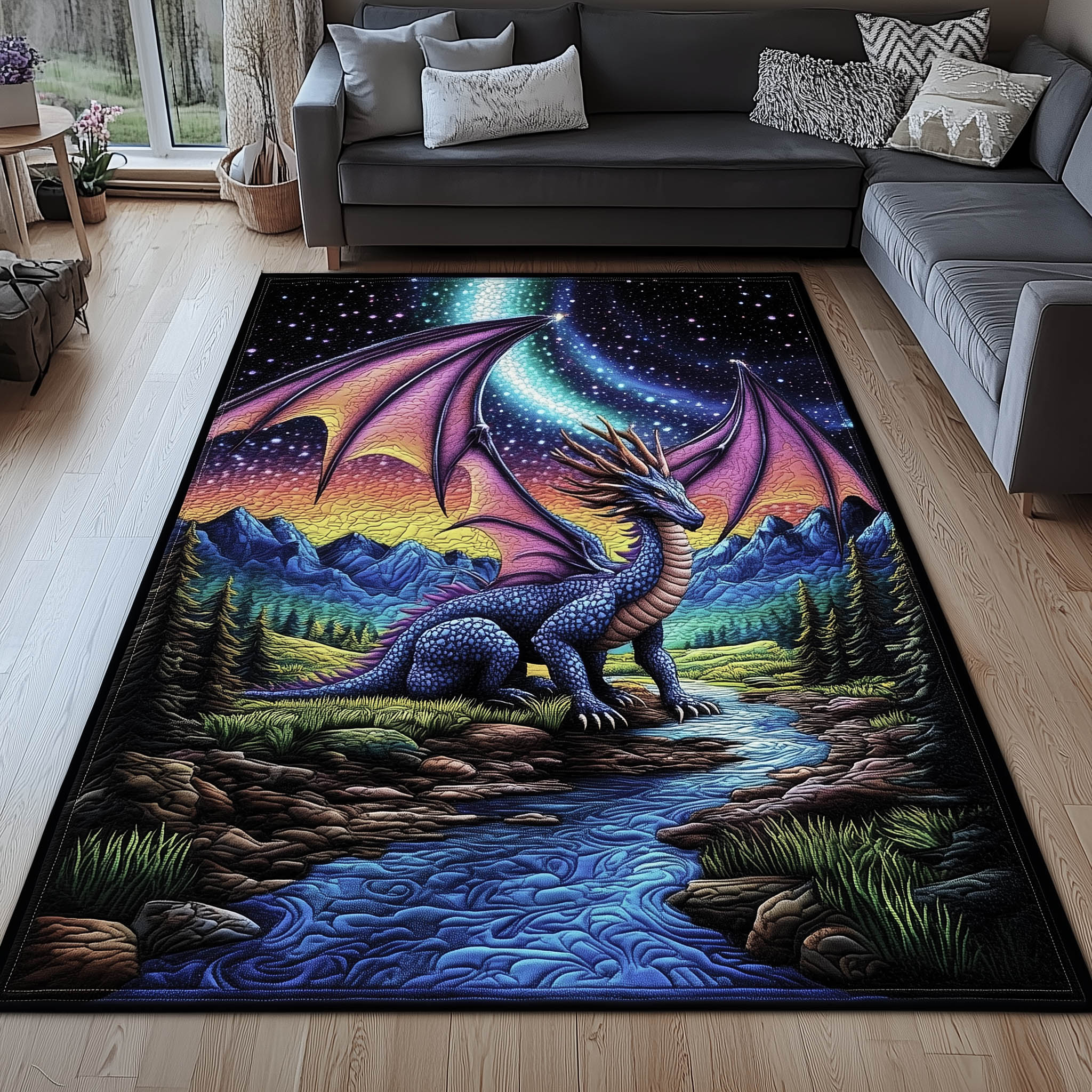 Shimmering Wings Area Rug - Non-Slip Washable 3D Print Rug for Living Room & BedroomTVC2108228