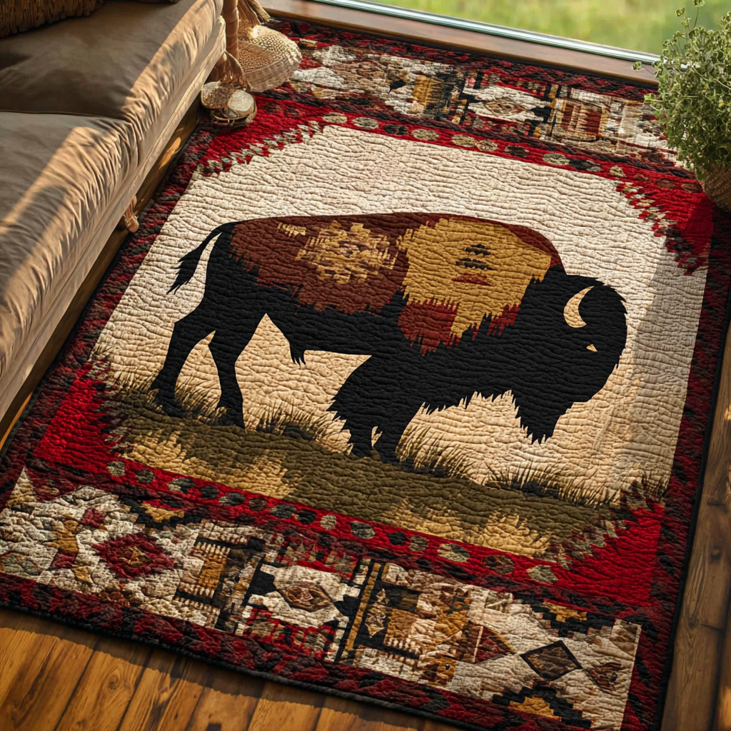 Silent Bison Area Rug - Non-Slip Washable 3D Print Rug for Living Room & BedroomTVC2108270