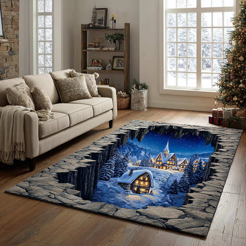 Silent Cabin Area Rug - Non-Slip Washable 3D Print Rug for Living Room & BedroomTVC2108251
