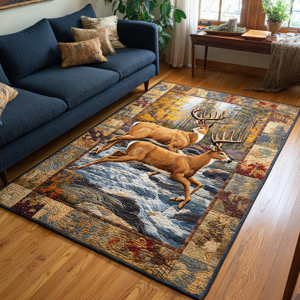 Silent Deer Area Rug - Non-Slip Washable 3D Print Rug for Living Room & BedroomTVC2108212