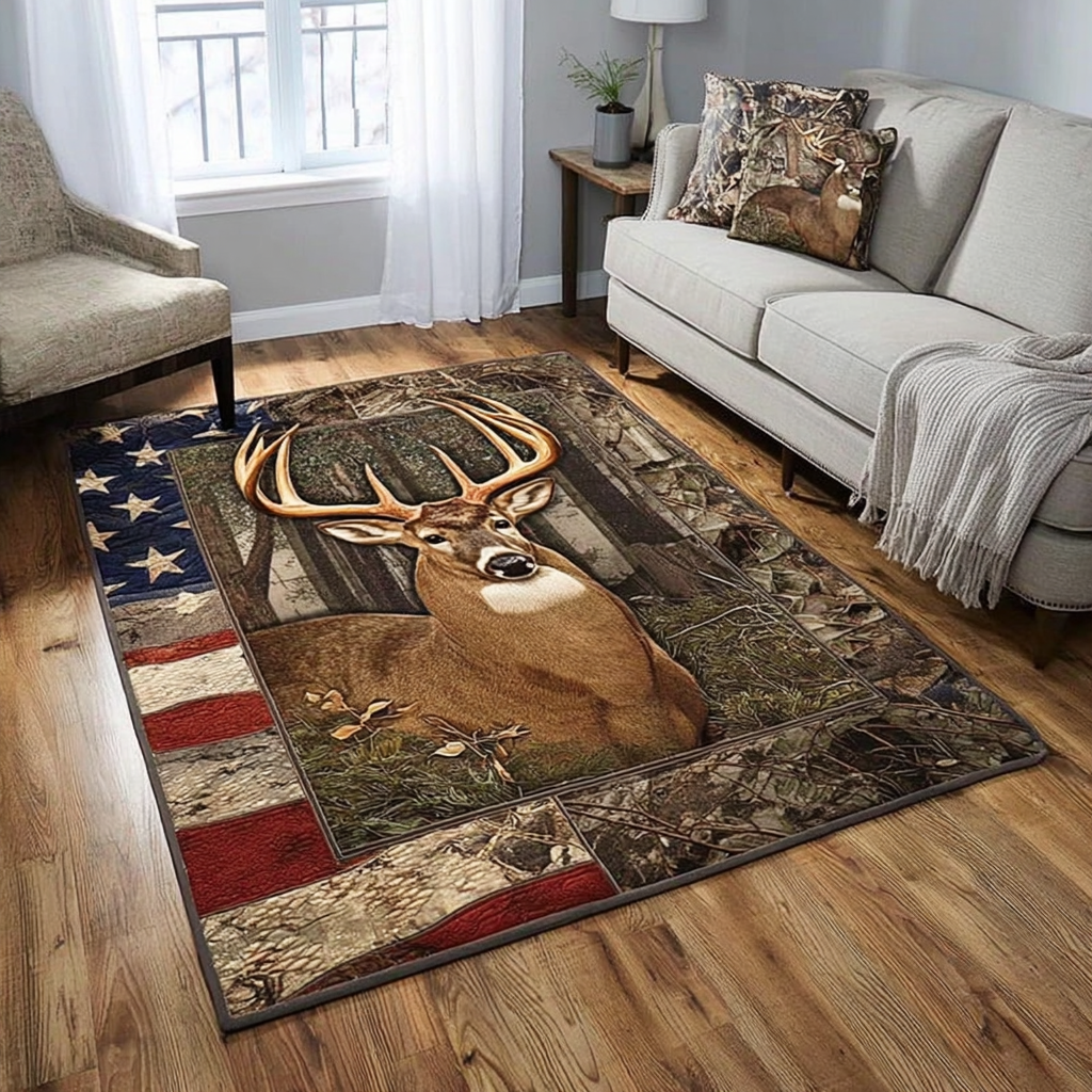 Silent Deer Area Rug - Non-Slip Washable 3D Print Rug for Living Room & BedroomTVC2108270