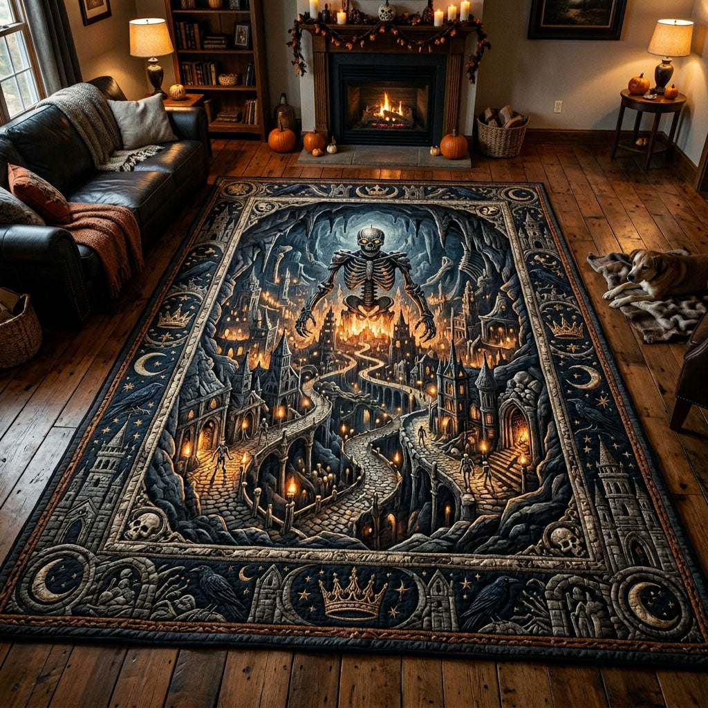 Skeleton City Of The Dead Halloween Area Rug - Non-Slip Washable 3D Print Rug for Living Room & BedroomTVC2108364