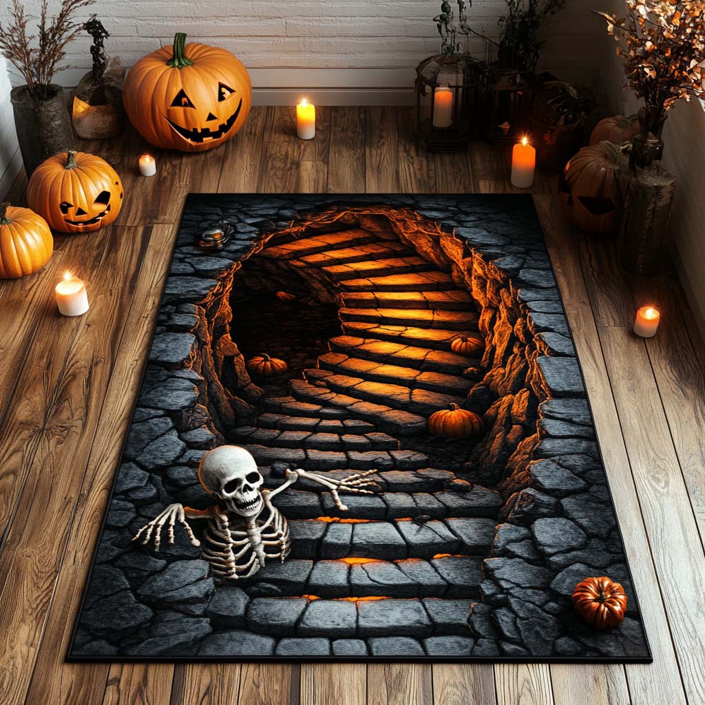Skeleton Descent Halloween Area Rug - Non-Slip Washable 3D Print Rug for Living Room & BedroomTVC2108212