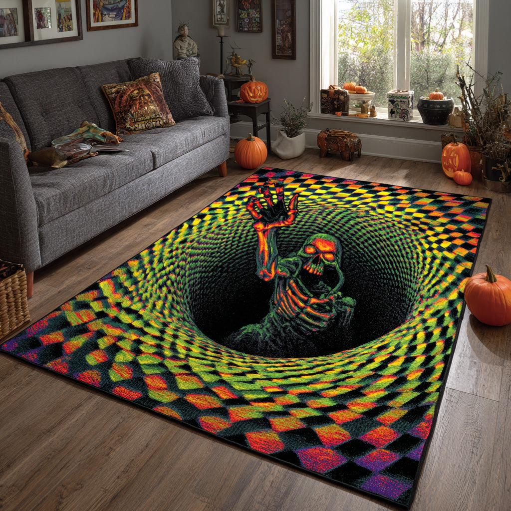 Skeleton Escape Halloween Area Rug - Non-Slip Washable 3D Print Rug for Living Room & BedroomTVC2108251