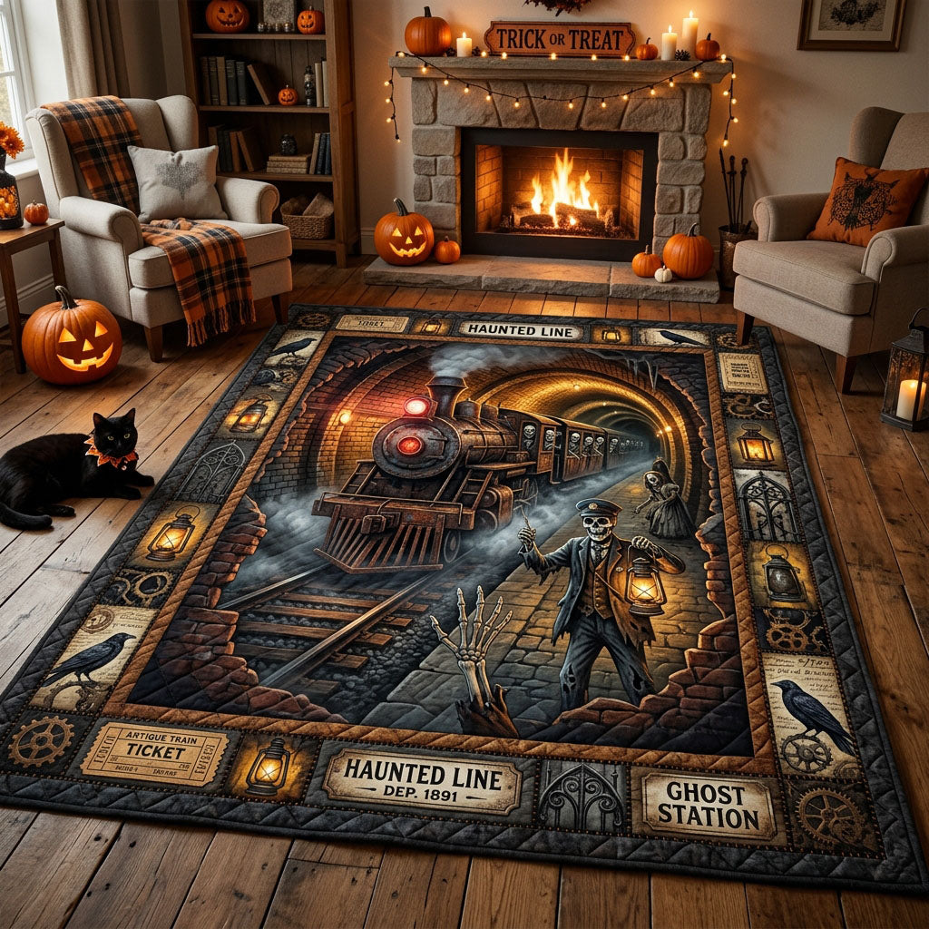 Skeleton Train To The Underworld Halloween Area Rug - Non-Slip Washable 3D Print Rug for Living Room & BedroomTVC2108364