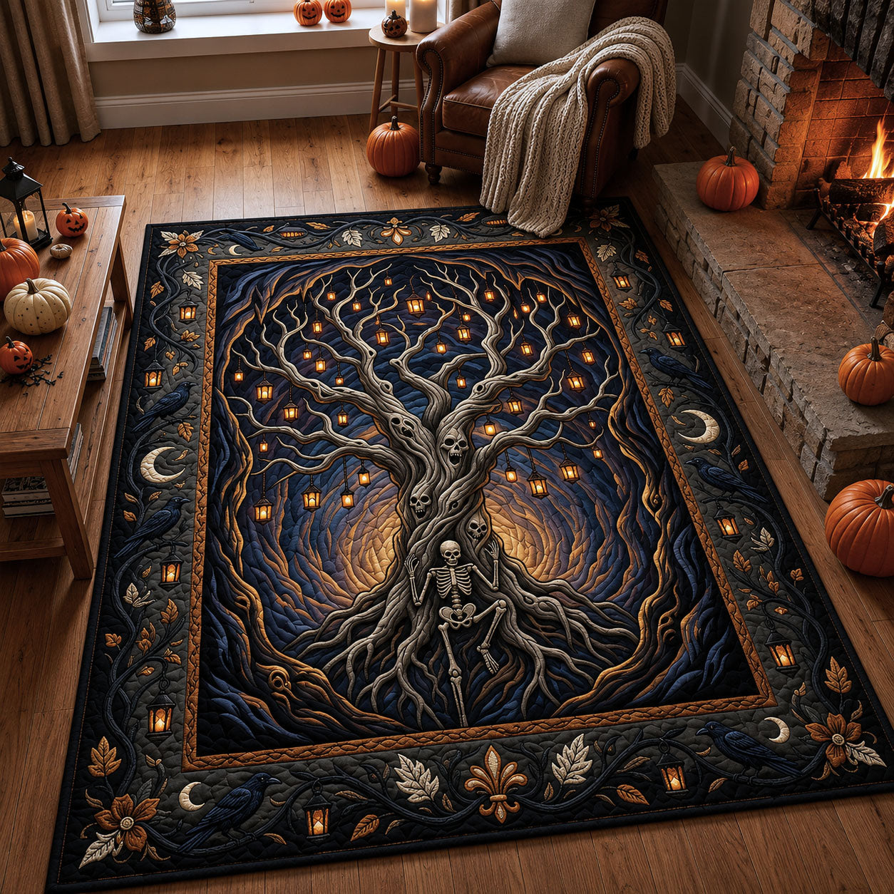 Skeleton Tree Of Souls Halloween Area Rug - Non-Slip Washable 3D Print Rug for Living Room & BedroomTVC2108364