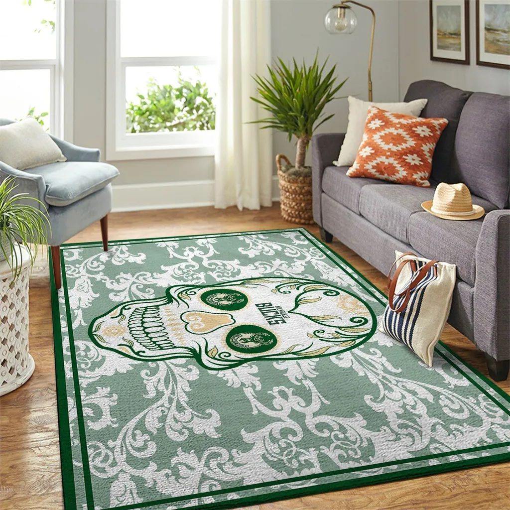 Skull Pattern Area Rug for Living Room Decoration Green and White