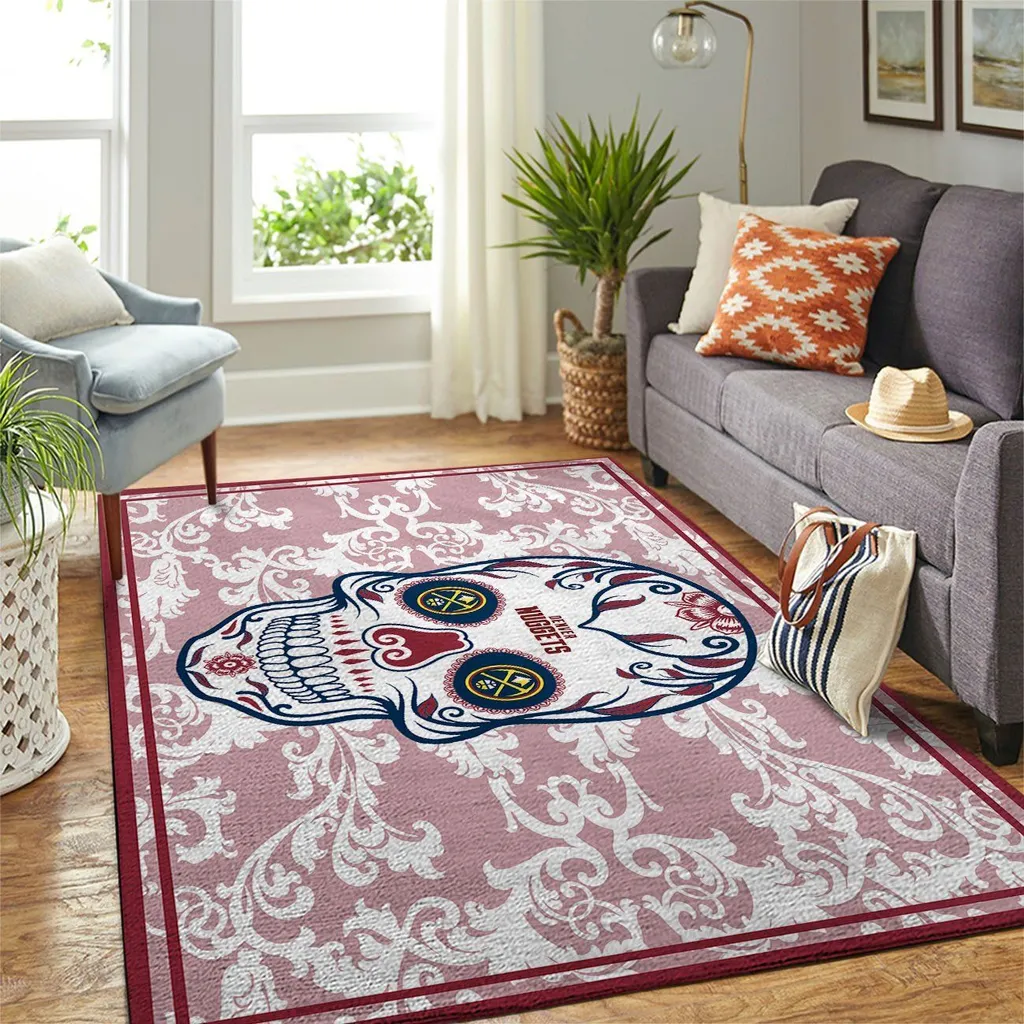 Skull Pattern Rug Perfect for Cozy Living Room Decor Beige and Pink